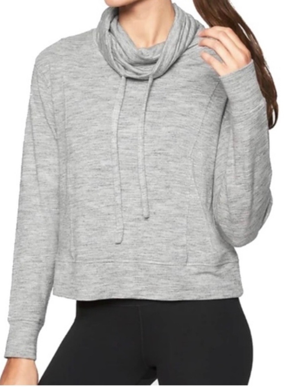 Athleta Cowl Neck Sweatshirt Marl Heather Grey size S